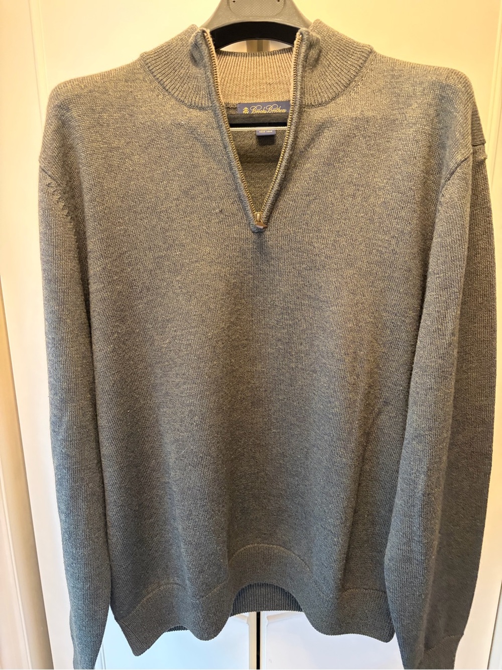 Brooks Brothers Men's Zip-Neck Merino Sweater in Heather Green XL